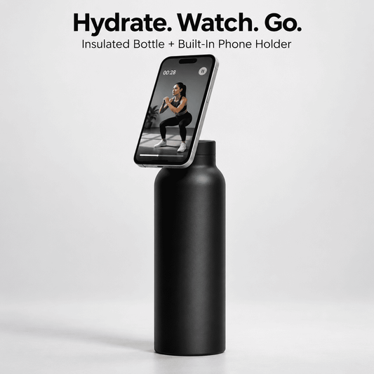 Magnetic Insulated Water Bottle with Phone Holder