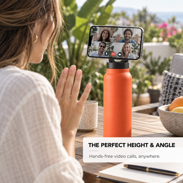 Magnetic Insulated Water Bottle with Phone Holder