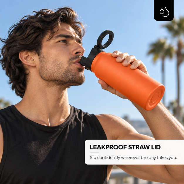 Magnetic Insulated Water Bottle with Phone Holder