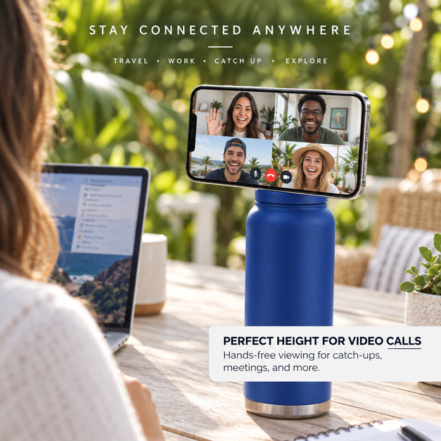 Magnetic Insulated Water Bottle with Phone Holder